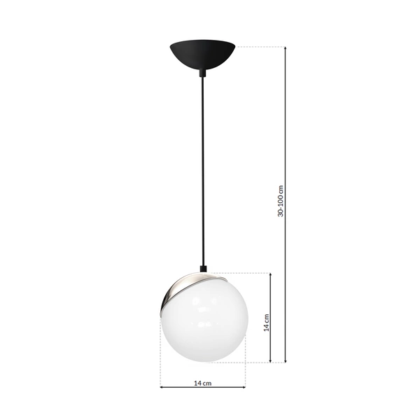 Lampa wisząca SFERA, MLP4673, czarny/chrom/biały, 1x40W E14
