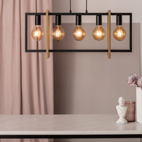 Nowoczesna lampa wisząca EDEN 5x E27 60W szer. 76cm | czarny