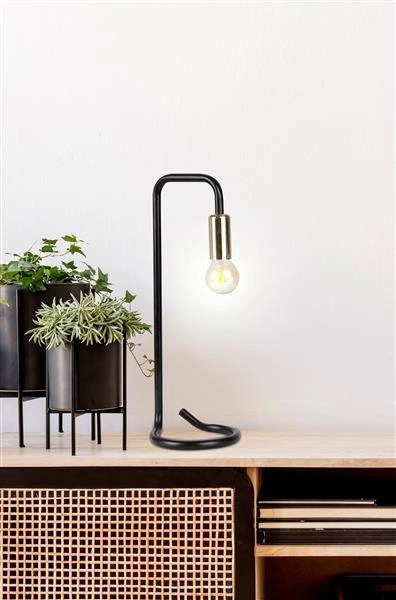 HERA LAMPA STOŁOWA CZARNO ZŁOTA 1X40W E14