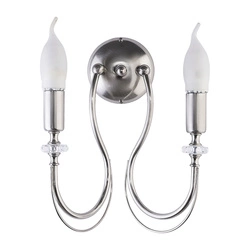 Klasyczny Kinkiet MELANI wys. 31cm 2xE14 11W IP20 | Srebrny