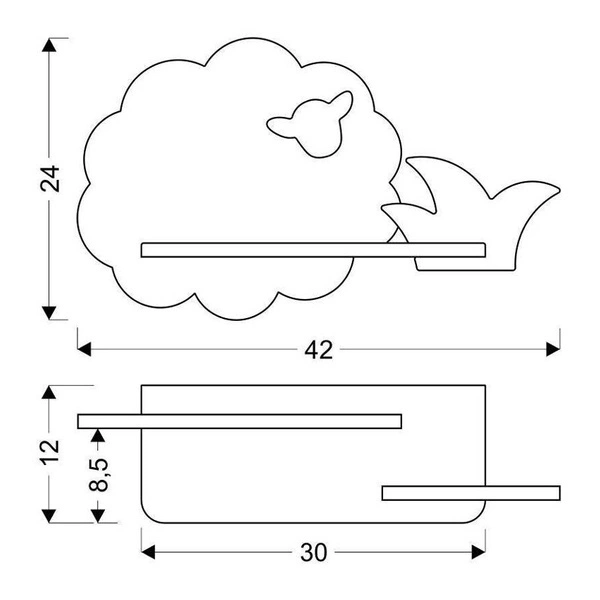 Kinkiet dziecięcy IQ Kids Sheep z półką, 21-84811, 5W LED, barwa neutralna 4000K