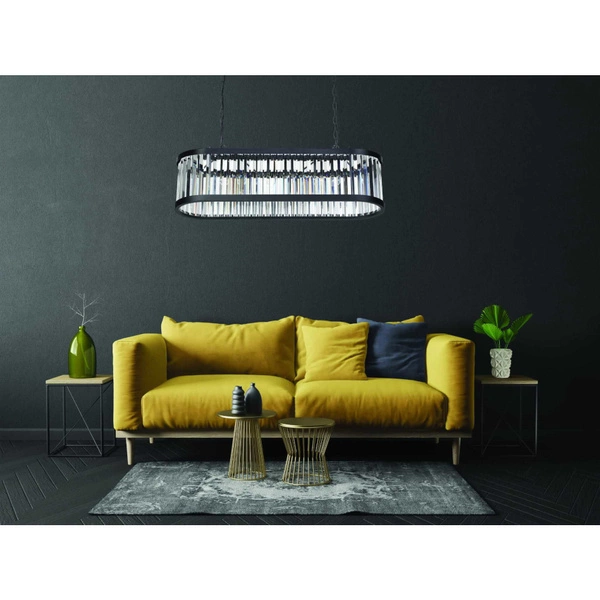 Lampa wisząca GALAXY, czarna z transparentnymi kryształkami, 5x40W E27