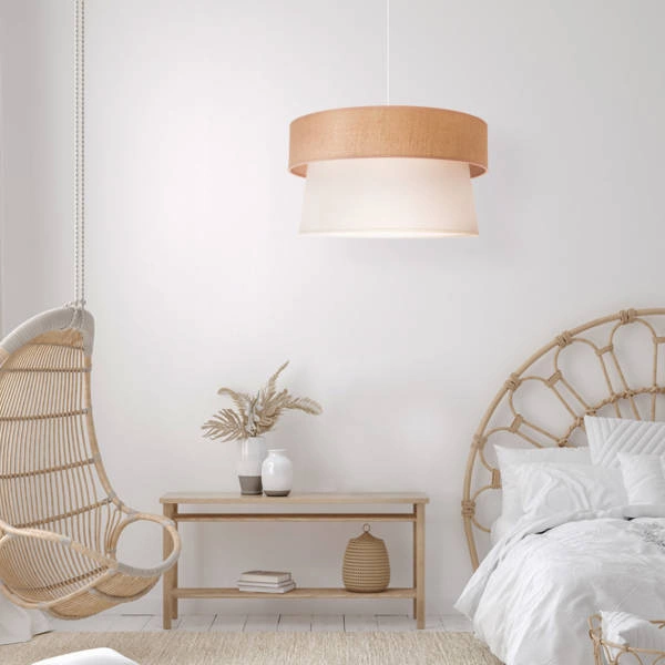 Lampa wisząca abażur juta bawełna ETNIC szer. 45cm | beż ecru