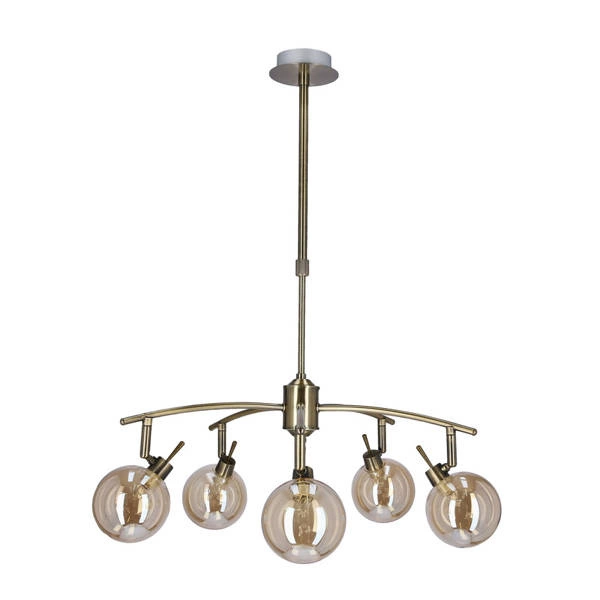 Lampa wisząca LENTINI, 35-16331, patynowa z bursztynowymi kloszami, 5x40W G9