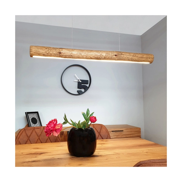 Lampa wisząca Lucas 1xLED Samsung 24V zintegrowana 3080lm 3000K 33W barwiona sosna brązowa/czarny metal/przezroczysty kabel PVC z dotykowym ściemniaczem 69680104