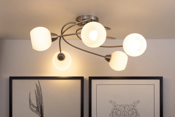 Lampa Sufitowa Pavia 5xE27 Max.60W Metal Satin/Białe Szkło 8270527