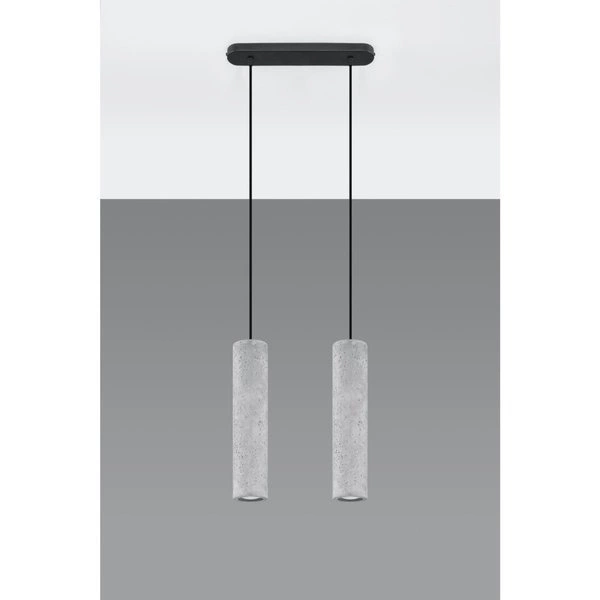 Lampa wisząca LUVO 2 czarna stal, beton, SL.0654