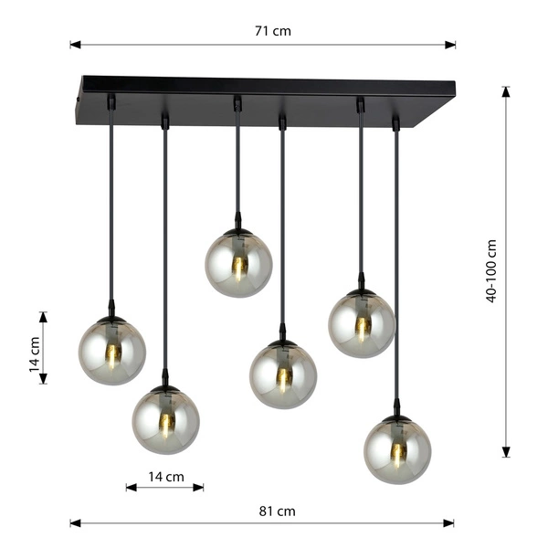 Lampa wisząca Emibig COSMO 6 BL GRAFIT 712/6