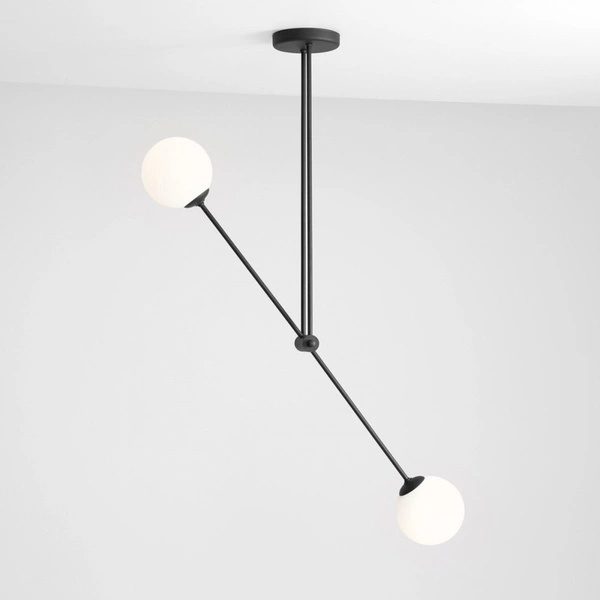 Aldex Lampa sufitowa OHIO 2, 1081PL_H1, czarna z białymi kloszami, 2x40W E14