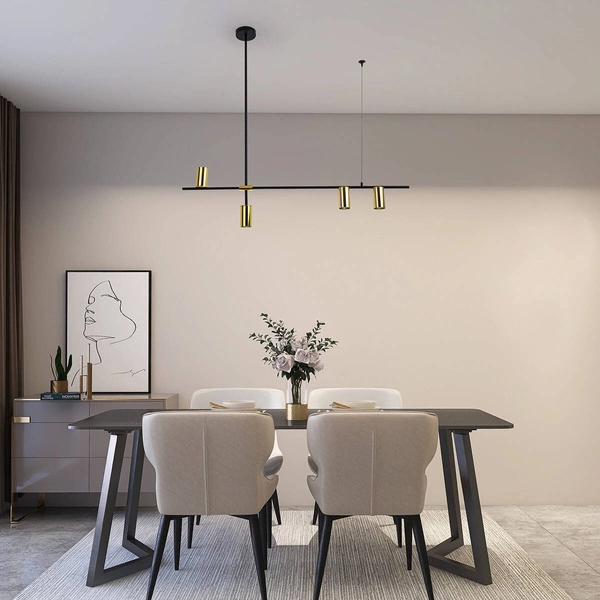 Nowoczesna lampa wisząca ARIZONA 4, czarny/złoty, 4x40W GU10