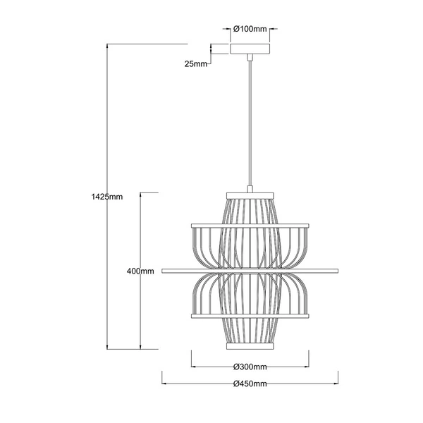 Ratanowa lampa wisząca Astra czarna 1xE27