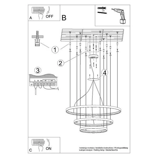 Nowoczesna lampa wisząca RIO 3, złota, 150W LED, barwa ciepła 3000K, TH.173