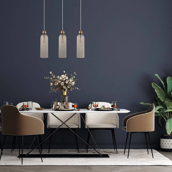 Lampa wisząca Piega 3, złoty/bursztynowy, 3x40W E14