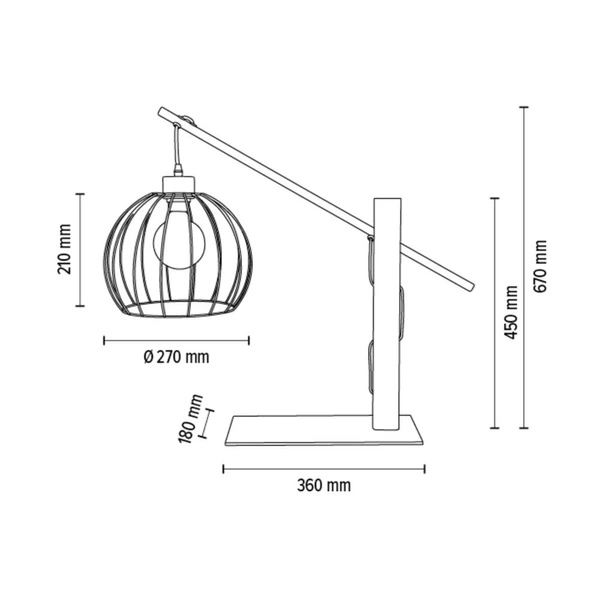 Lampa stołowa Mandarine 1xE27 maks. 60W drewno bukowe orzechowe/czarny metal/czarna tkanina kabel 85034904