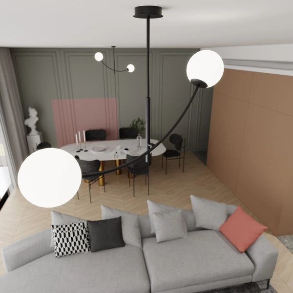 Lampa sufitowa Emibig HUNTER 2 Czarny/OPAL 1102/2