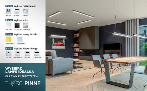 Lampa wisząca PINNE 1150 CZARNA, 3000K, 38W