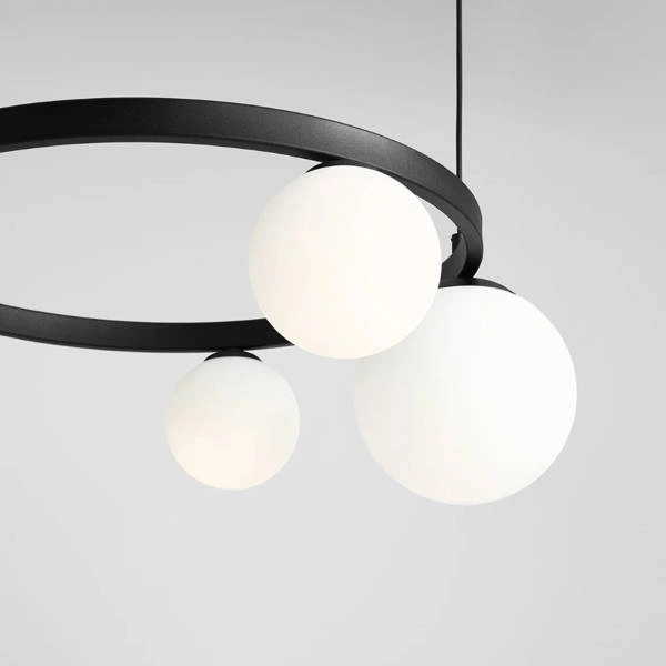 Aldex Stylowa lampa wisząca GARDA 4 RING BLACK 1099L1_R | Czarna