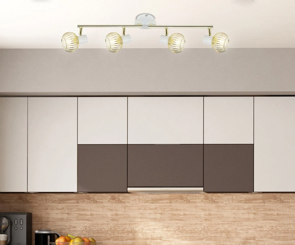 Nowoczesna lampa sufitowa OSLO listwa 94-61812 4xE14 biały/złoty