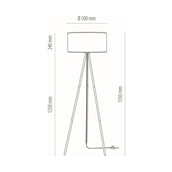 Lampa podłogowa Dove 1xE27 maks. 40W Czarny metal/czarny kabel PCV/szary klosz z tkaniny 15112004