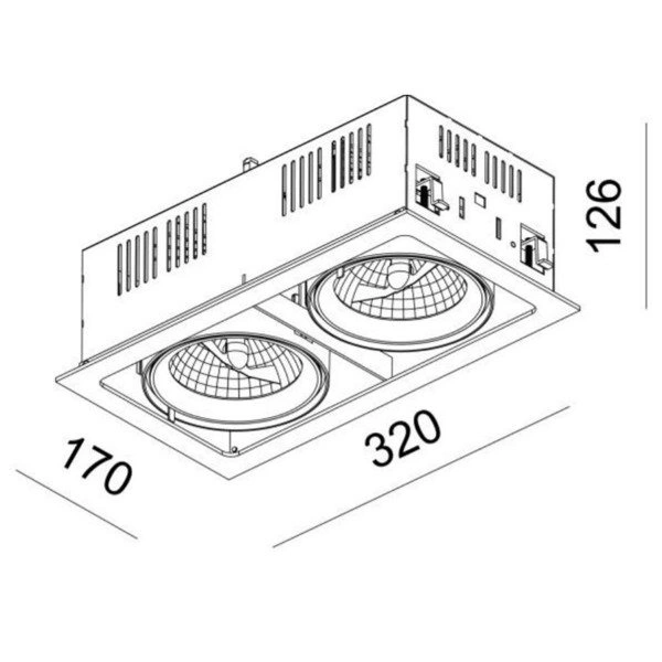 Oprawa wpuszczana downlight CROSTI TRAVO DUE czarny szer. 32x17cm