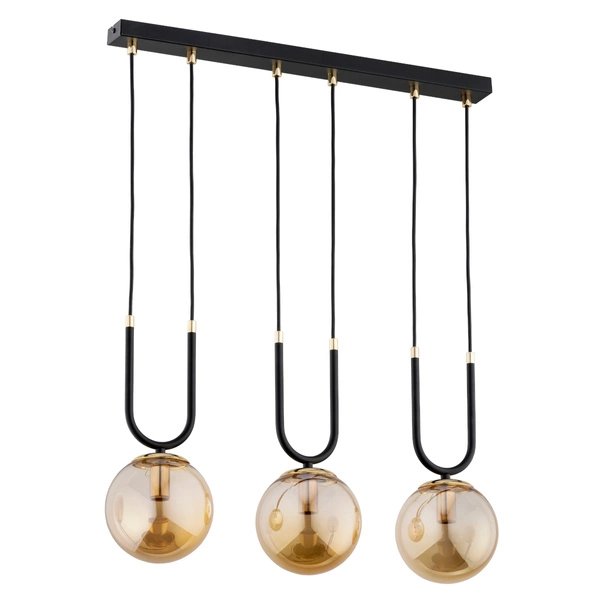Lampa wisząca ALFA GEMMA MIX 150 CZARNO-ZŁOTA 3xE14 60cm | 62359