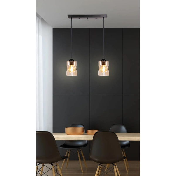 Lampa wisząca FELIS, 32-00170, czarny/bursztynowy, 2x60W E27