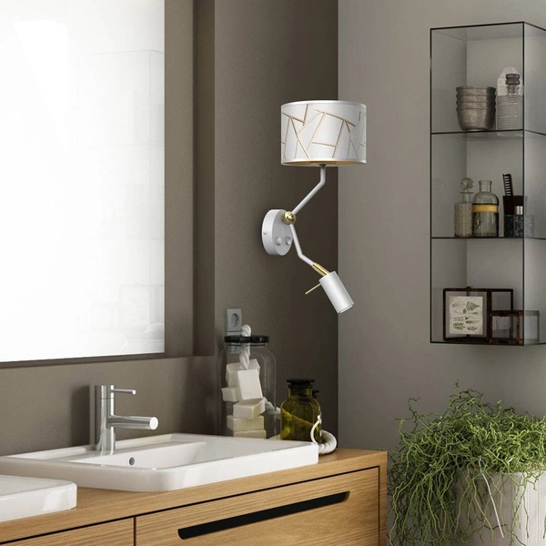 Kinkiet ZIGGY WHITE, MLP7562, biały/złoty, 1x60W E27 + 1x8W mini GU10