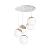 Lampa wisząca nowoczesna szklana kula SFERA WOOD V drewno/biały śr. 35cm