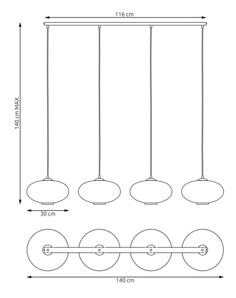 Lampa wisząca Emibig COCO 4 BL MIX 1378/4