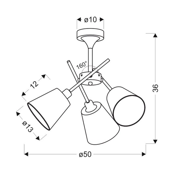 Lampa sufitowa VOX 33-70623 chromowa 3x40W E14 z regulacją położenia abażurów