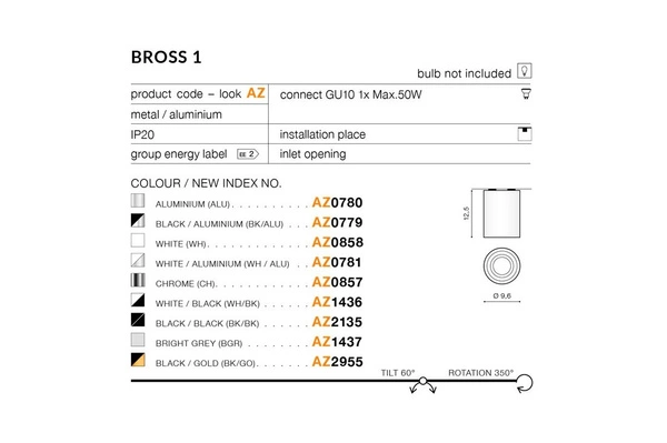 Azzardo BROSS 1 BLACK/GOLD 2955