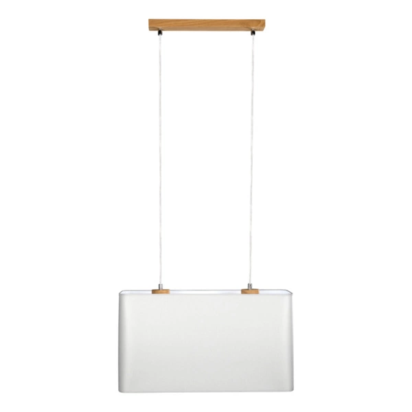 Lampa Wisząca Cadre 2xE27 Max.40W Dąb Olejowany/Przezroczysty Kabel PCV/Abażur z szarej tkaniny 872020274