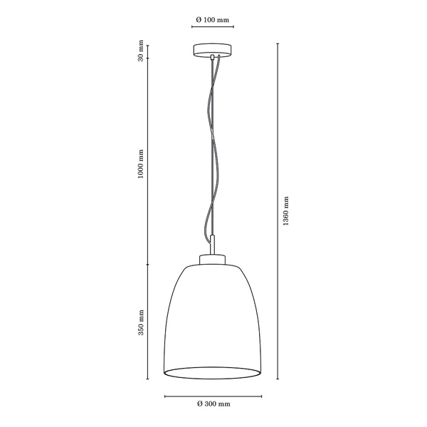 Campana Lampa Wisząca 1xE27 Max,60W Orzech/Transparentny/Biały 9844076