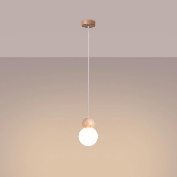 Lampa wisząca PEKKA 1 biała/naturalne drewno
