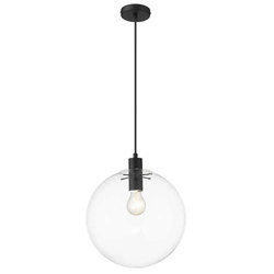 Lampa wisząca PUERTO, śr. 30cm, czarna z transparentnym kloszem, 1x50W E27