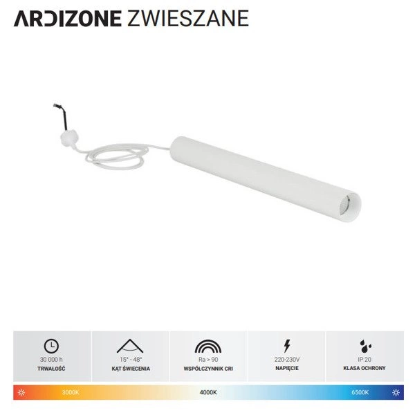 Lampa wisząca T40L do bazy ARDIZONE 9,2W ciepła 3000K czarny