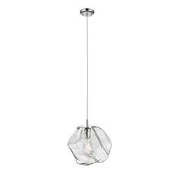 Lampa wisząca szklana do salonu śr.28 ROCK E27 40W | chrom