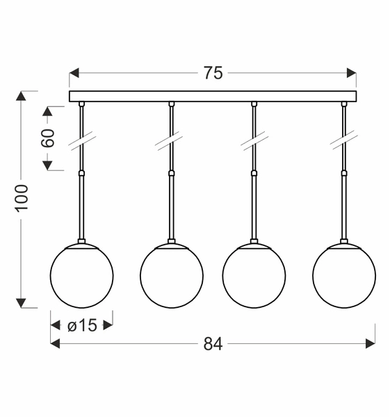 Lampa wisząca POMPEI, 34-09630, czarna z białymi kloszami, 4x40W E27