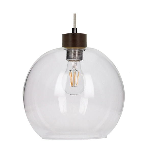Lampa wisząca Svea 1xE27 maks. 60W drewno bukowe orzechowe/przezroczyste szkło/przezroczysty kabel PVC 13560176