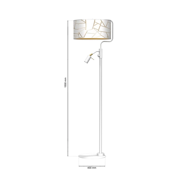 Lampa podłogowa ZIGGY WHITE, MLP7571, biały/złoty, 1x60W E27 + 1x8W mini GU10