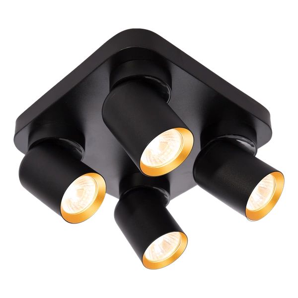 Lampa Sufitowa Andy 4xGU10 Kwadrat Czarny + Złoty