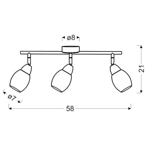 Lampa sufitowa RICO listwa, 3x6W LED SMD, główka okrągła 1E z przegubem KD SYSTEM, chrom/transparentny, 3000K, 93-67630