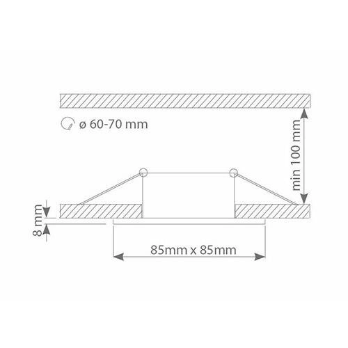 Oczko do łazienki wpuszczane IP44 kwadratowe GU10 śr. 85mm | czarny