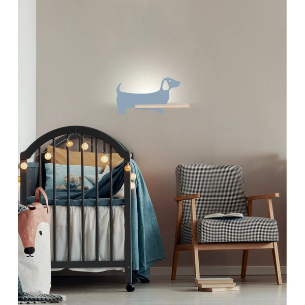 Kinkiet IQ KIDS DOG z półką, 21-02976, niebieski, 5W LED, 4000K