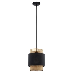Lampa wisząca rattanowa abażur do salonu BOHO BLACK szer. 20cm | czarny 6540