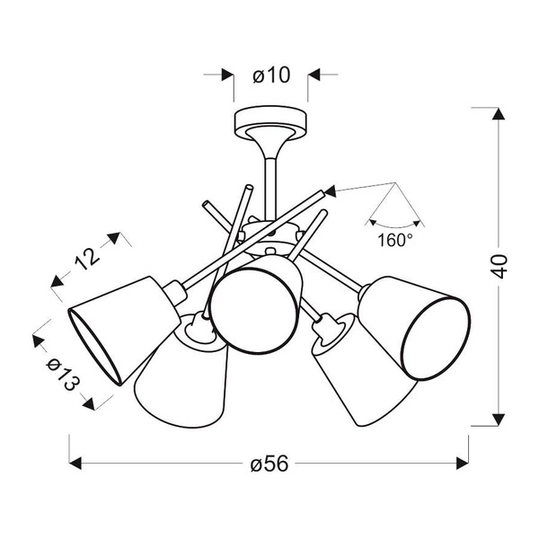 Lampa sufitowa VOX 35-70630 chromowa 5x40W E14 z regulacją położenia abażurów