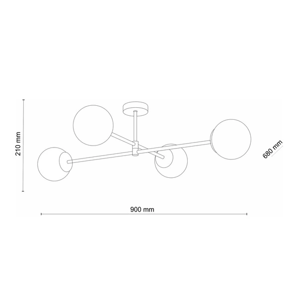 SARIUS BLACK LAMPA SUFITOWA 4 PŁ 4735