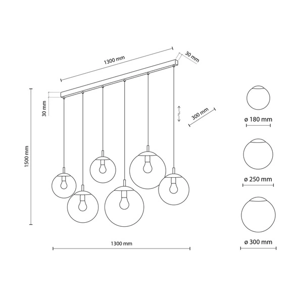 ESME GRAPHITE LAMPA WISZĄCA 6 LISTWA 5383
