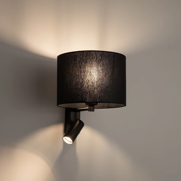 Kinkiet LUSSO E27+miniGU10 wys.30cm szer.23cm włącznik | Czarny 11521