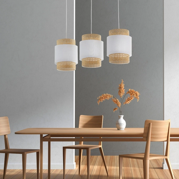 Lampa wisząca rattanowa abażur listwa BOHO WHITE szer. 80cm | biały 6531